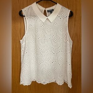 Modcloth White Eyelet Sleeveless Blouse